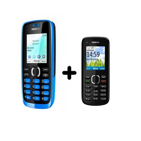 Combo Offer Nokia 112 Dual Sim Mobile Refurbished + Nokia C1 Single Sim Mobile Free