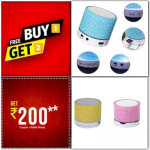 Buy 1 Get 2 FREE - S10 Portable Bluetooth Speaker with USB AUX MicroSD Slot + LED Lights on zoneofdeals.com