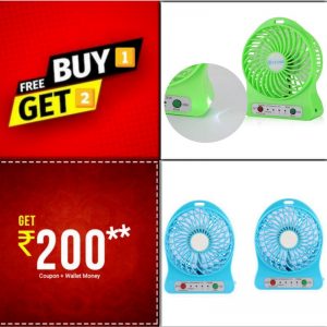 Buy 1 Get 2 FREE - Mini Portable Fan – With 3 Speed Mode – Rechargeable Battery & LED Light on zonneofdeals.com
