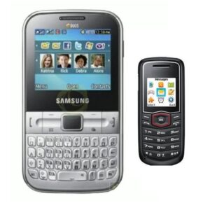 Samsung Chat GT C3222 Qwerty Keypad Phone + Samsung GT E1081t Single Sim Phone free