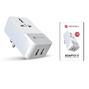 Buy Portronics Adapto III Dual USB Adapter with 1 AC Power Socket  from Zoneofdeals.com